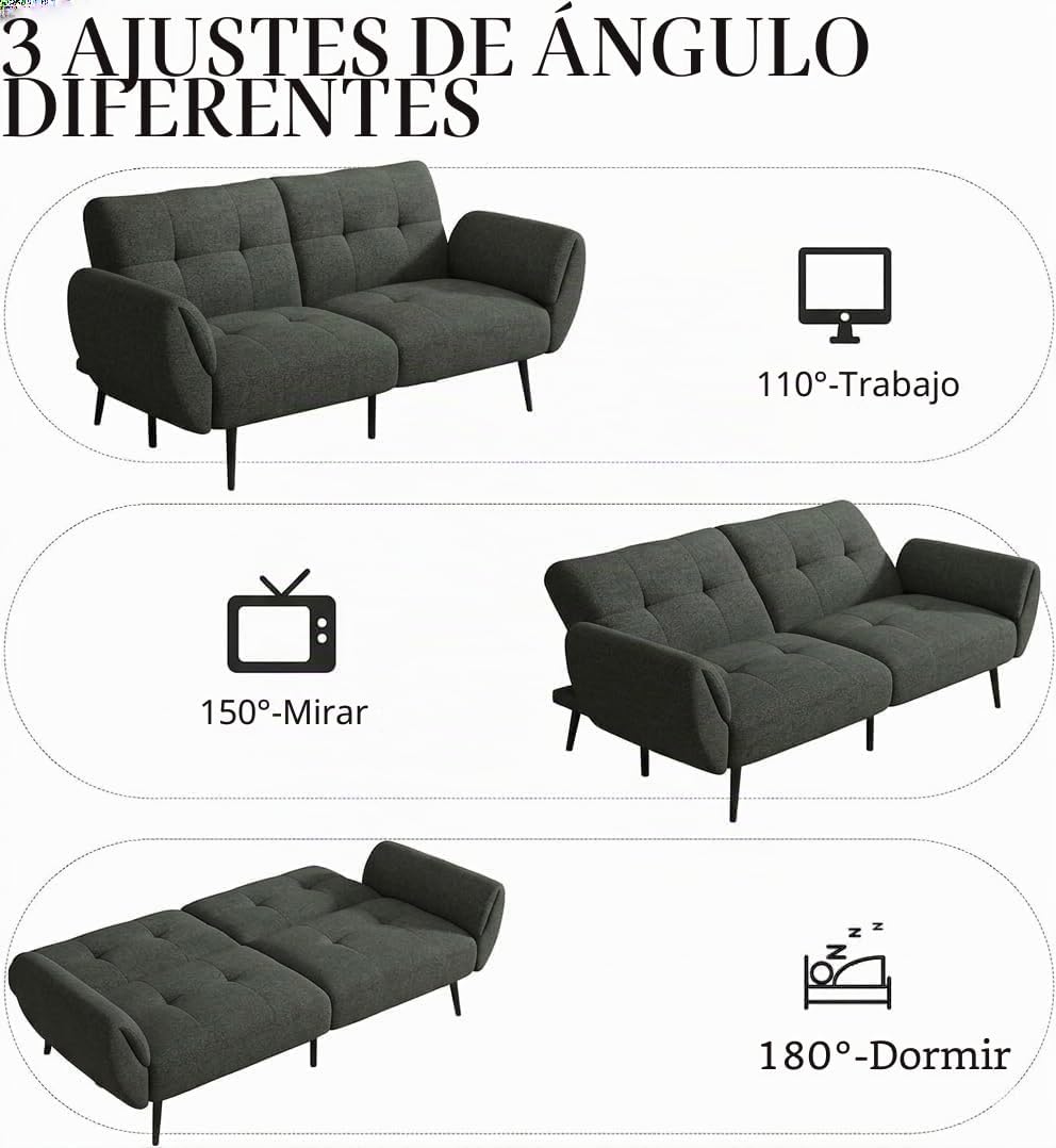 JIEXI sofá 3 plazas, Respaldo no Plegable, 191 x 83 cm