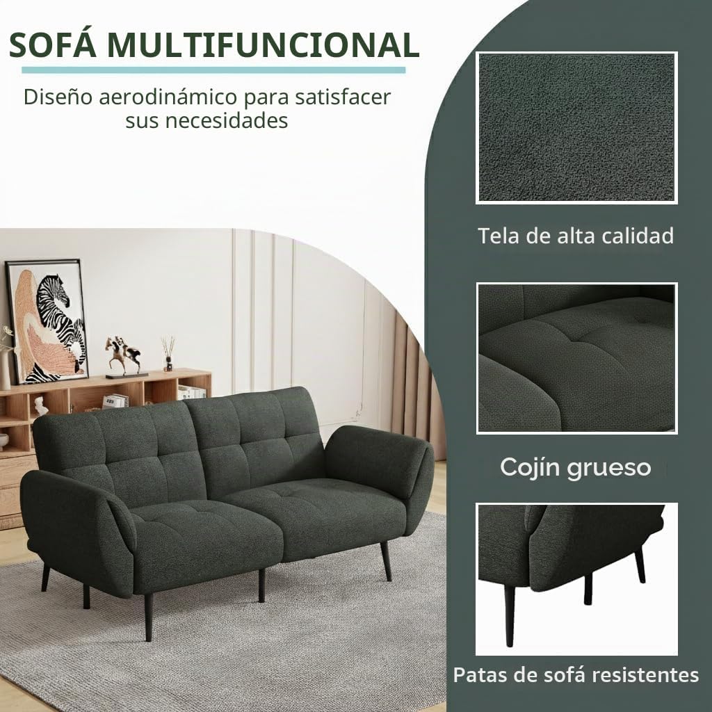 JIEXI sofá 3 plazas, Respaldo no Plegable, 191 x 83 cm
