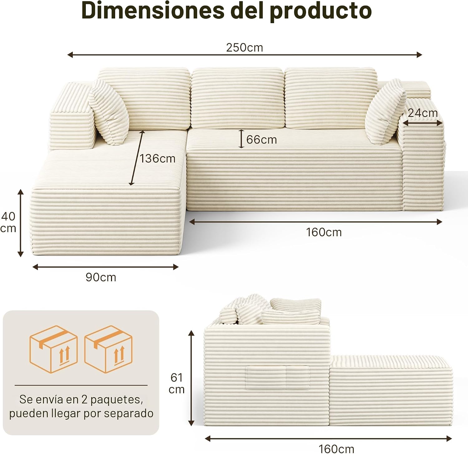 Sofá Esquinero Modular Forma L