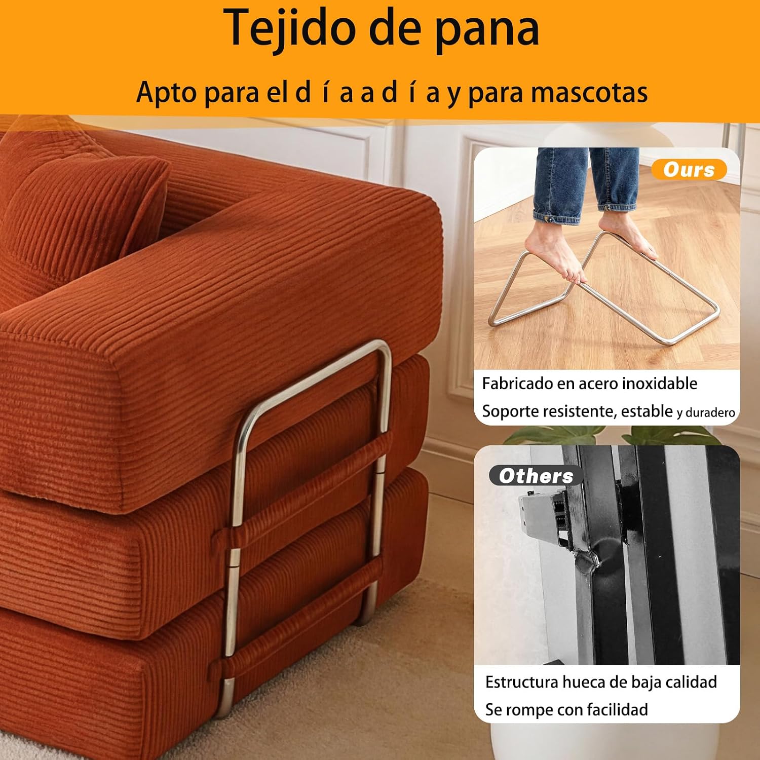 160cm Sofá Cama 2 Plazas | Pana,Modular,Plegable 5 en 1