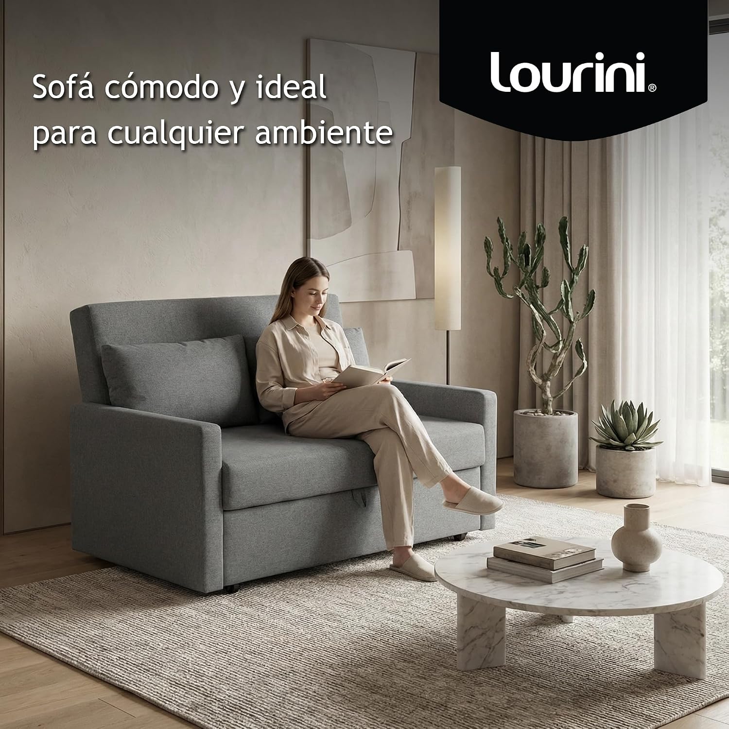 Sofá Cama 2 Plazas Plegable 132 cm